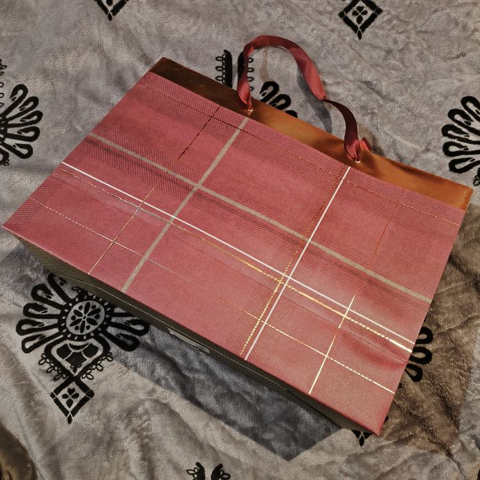 Torba na prezent krata 46x33x17 cm Boże Narodzenie Sylwester Nowy Rok