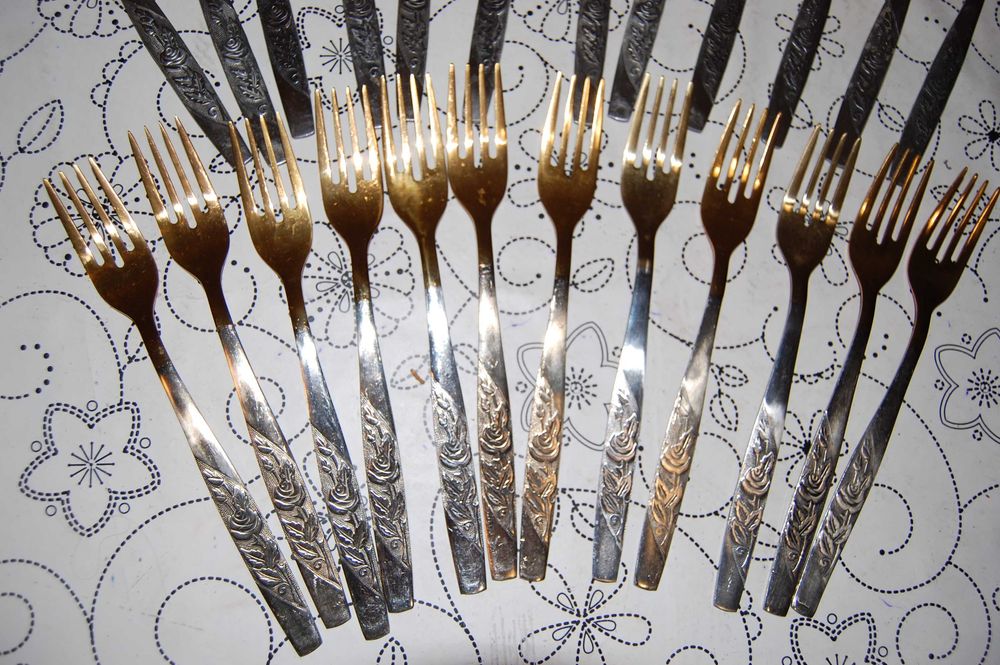 Stare, rosyjskie, sygnowane sztućce - Róża- 24 sztuki