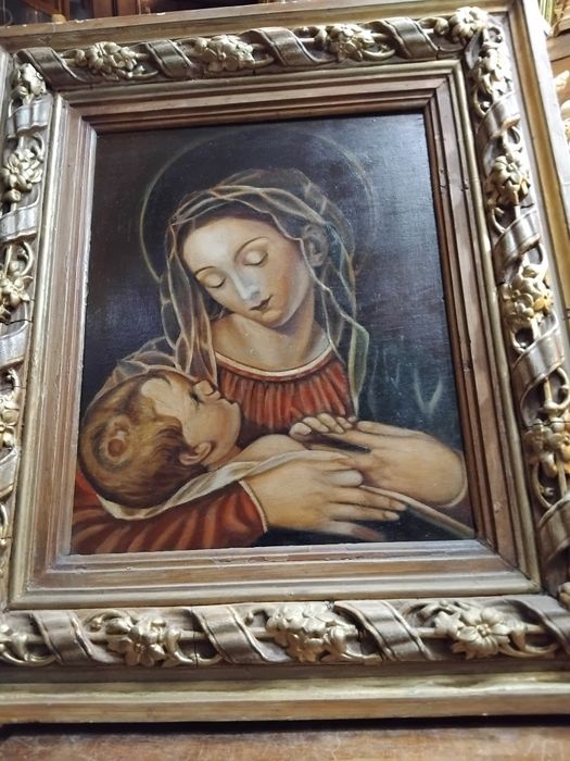 Pintura  antiga a óleo sobre madeira