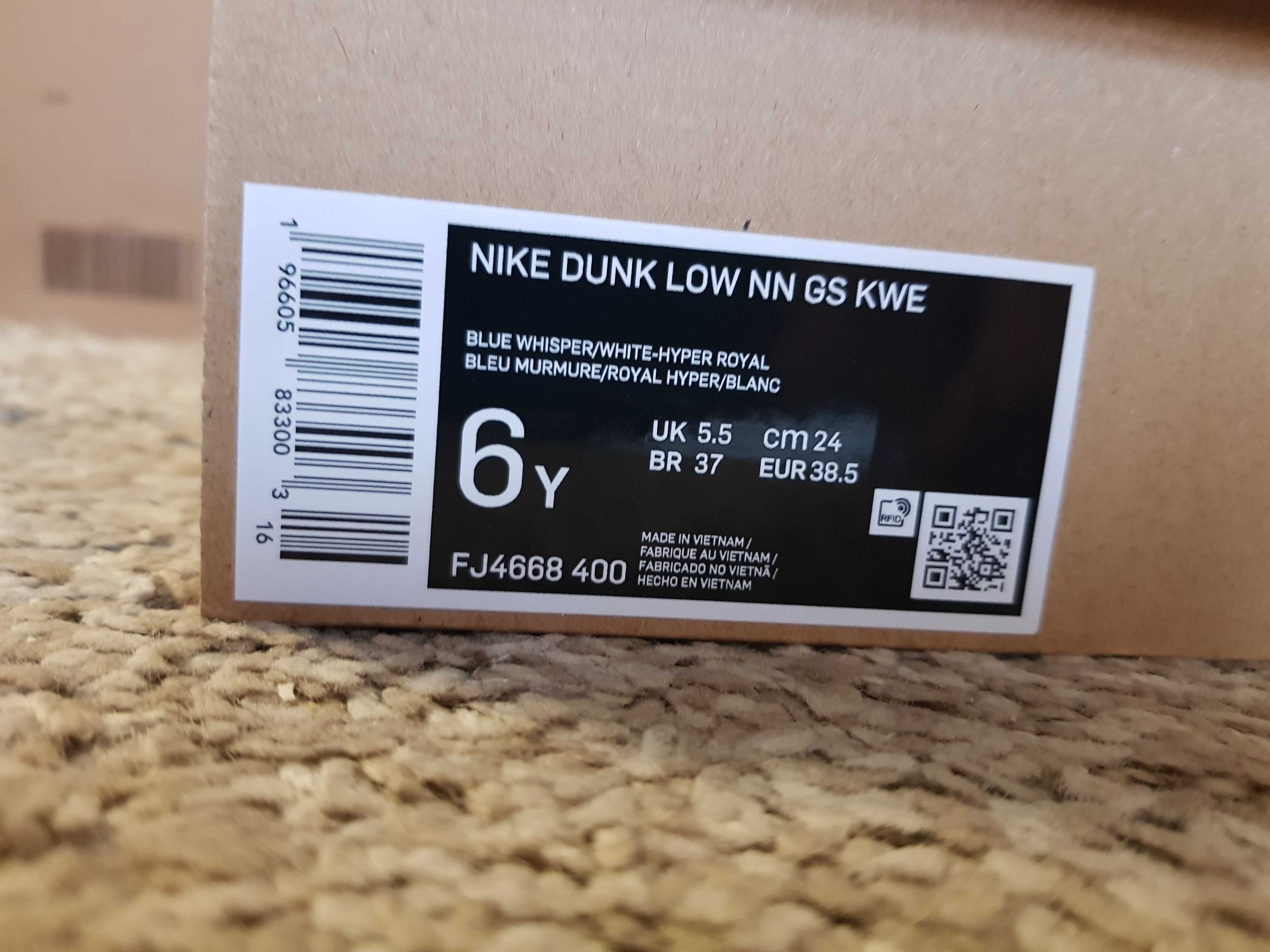 Nike 38,5-6Yus dunk low nexy blue whisper nowe og box białe niebieskie