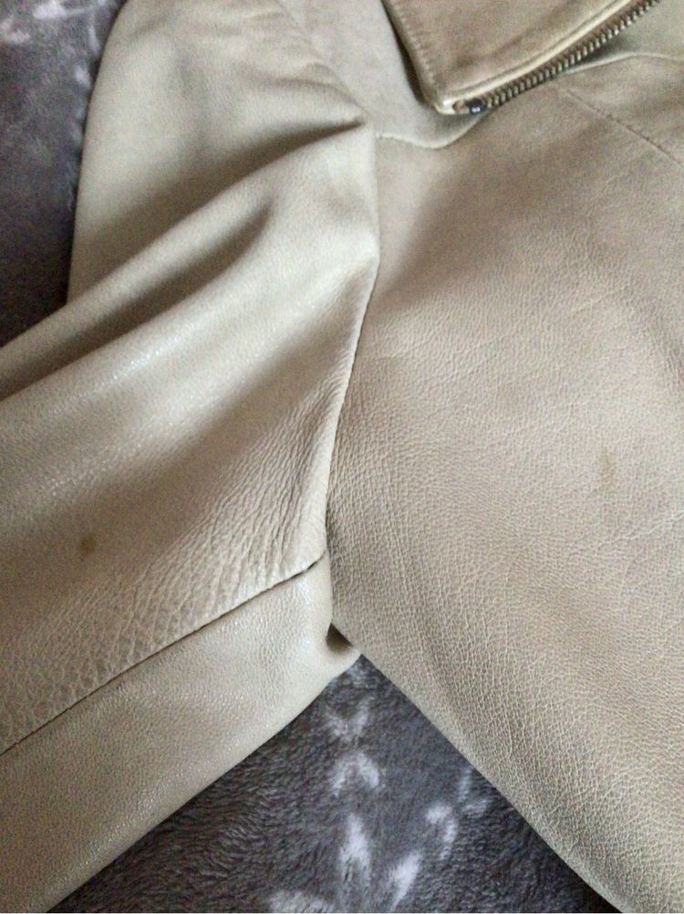 Beżowa kurtka Skórzana z prawdziwej skóry vintage