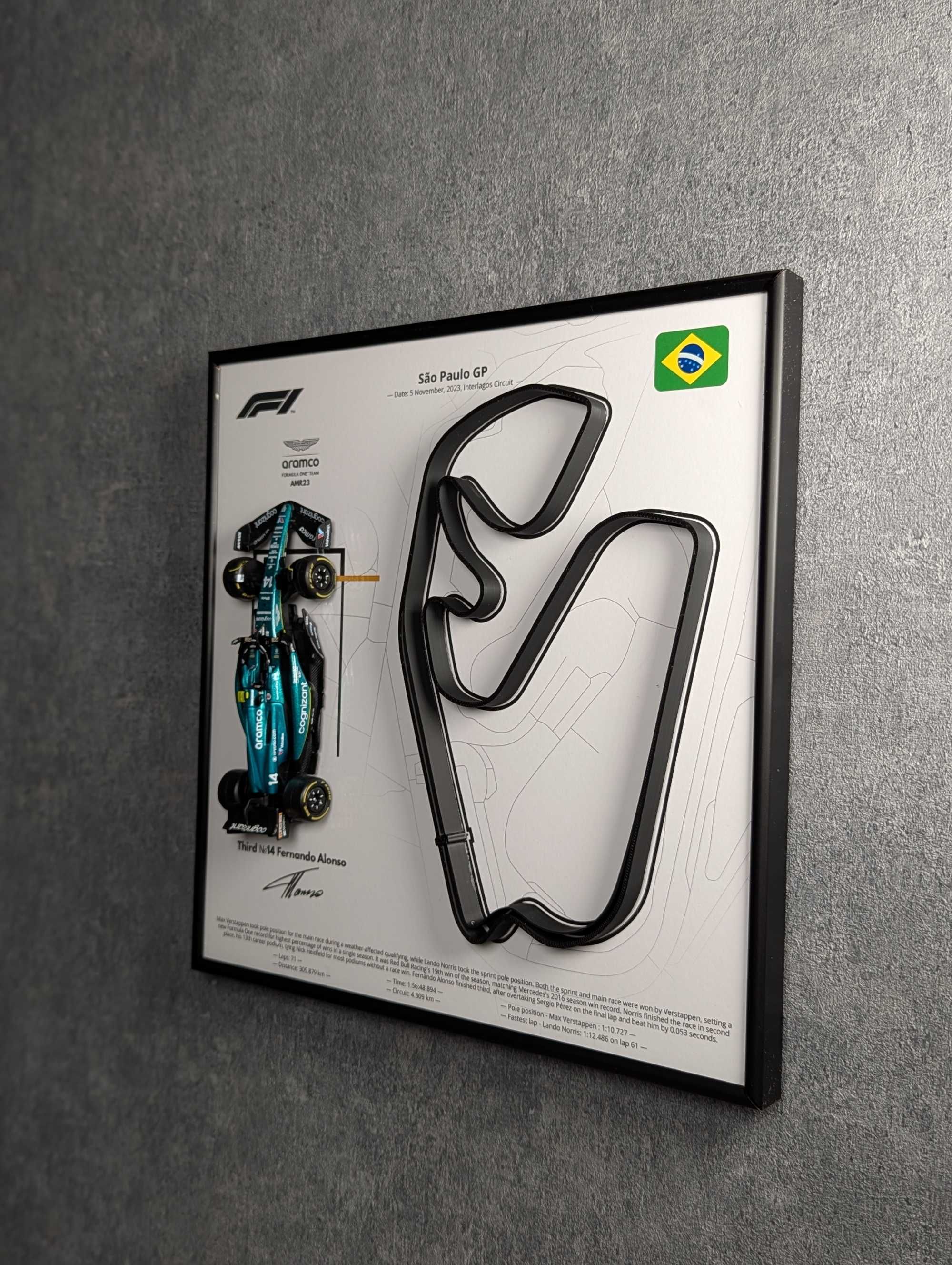 Bburago з Рамкою F1 AMR23 Траса São Paulo GP 2023 #14 Fernando Alonso