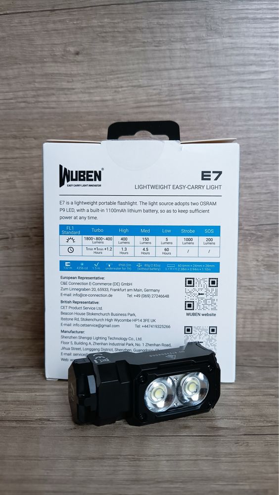 Wuben E7 1800 Lumen, 1100mAh акумулятор. Новинка!