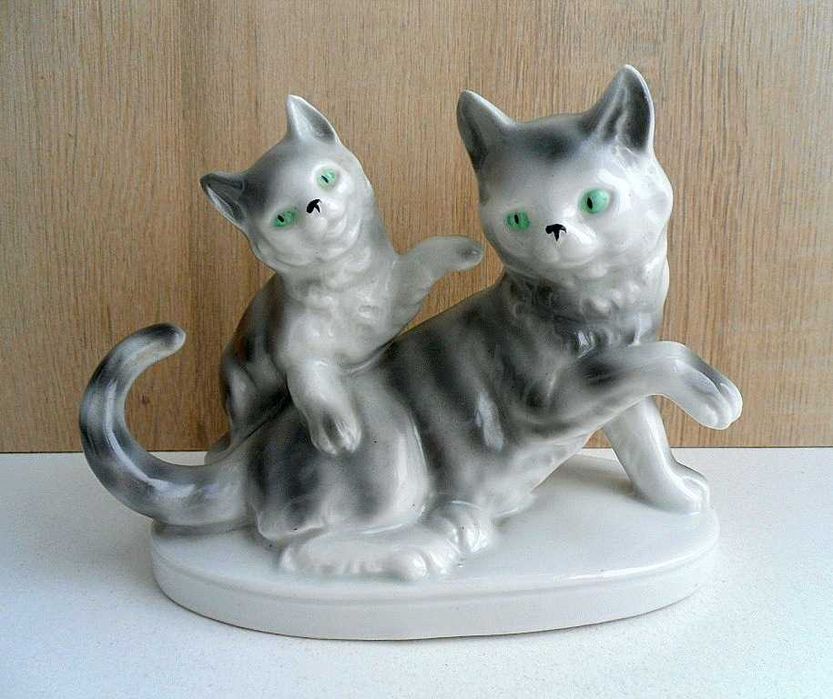 "КОШКА И КОТЕНОК" красивая статуэтка "GRAFENTHAL" Германия фарфор
