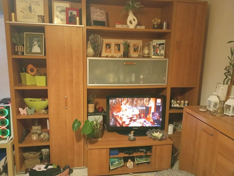 Móvel sala com móvel pequeno de tv