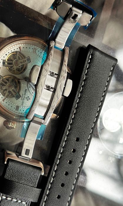 Ремешок для часов 20,22мм черный/коричневый застежка бабочка