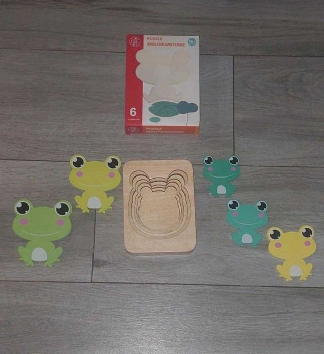 Drewniane puzzle żabki - stan idealny