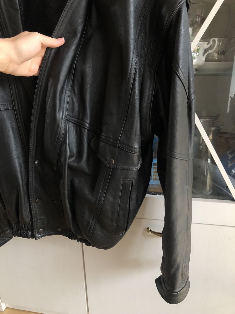 skóra naturalna skórzana kurtka vintage bomber bezrękawnik