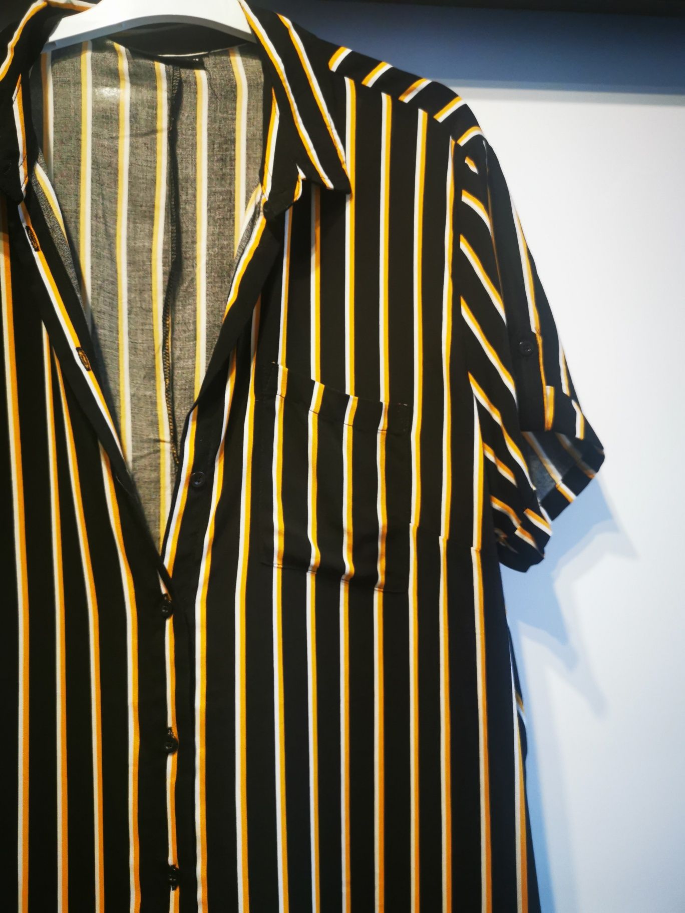 Sukienka pasy paski pionowe wyszczuplająca plus size szmizjerka 48 4xl