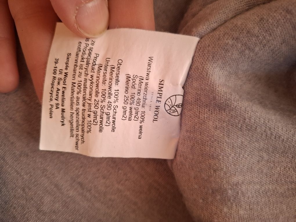 Kombinezon wełniany wełna parzona na zamek 80-92 Simple Wool