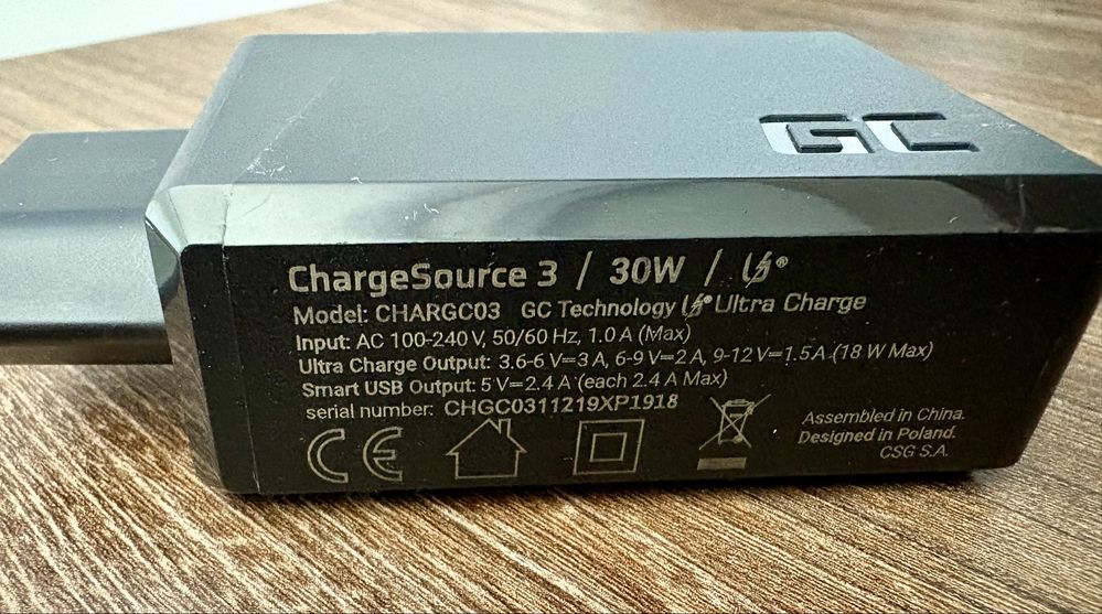 Green Cell Ładowarka Sieciowa ChargeSource3 30W