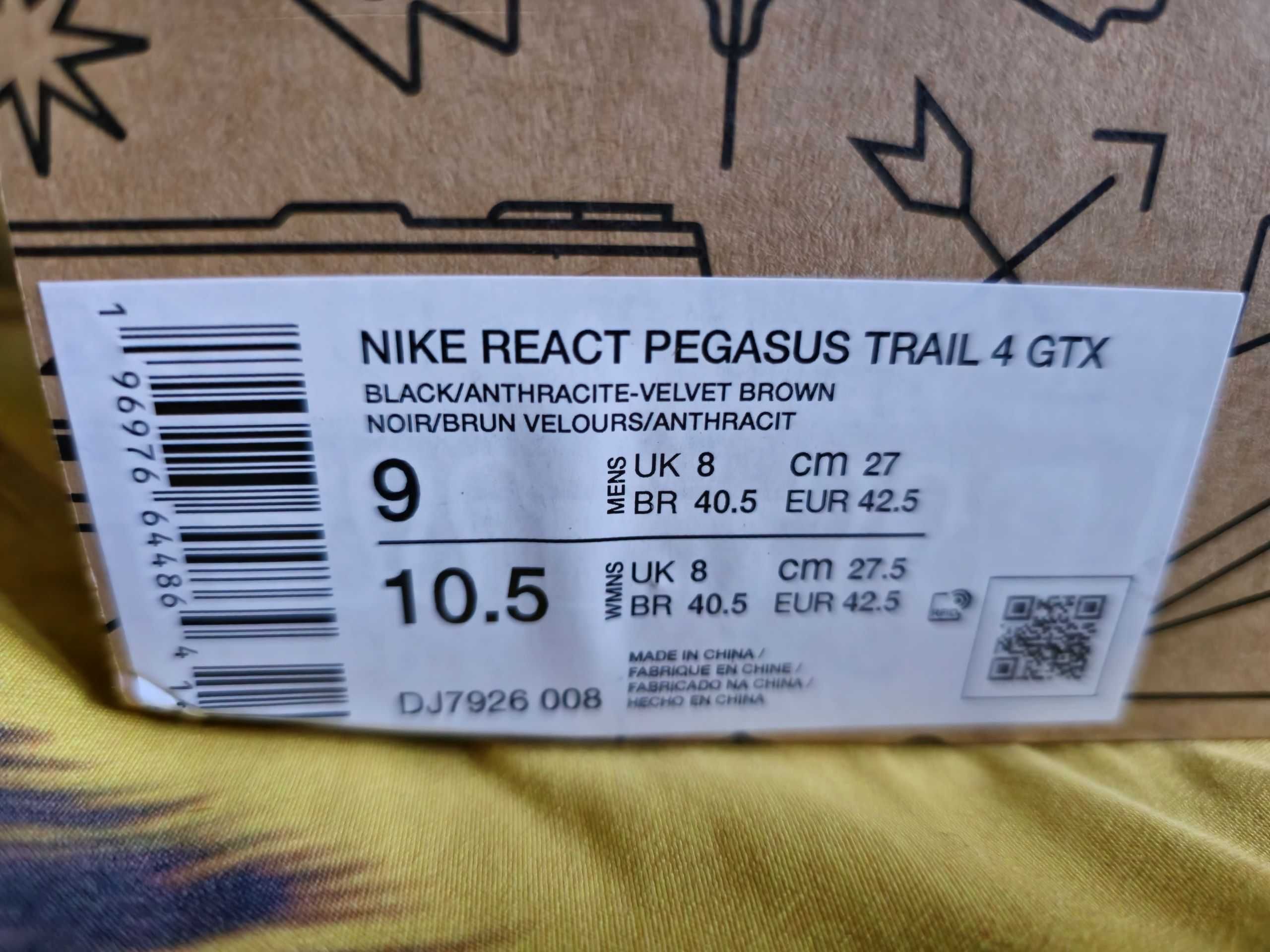 NIKE REACT PEGASUS TRAIL 4 GTX Sneakersy Buty Męskie 42.5 Oryginalne