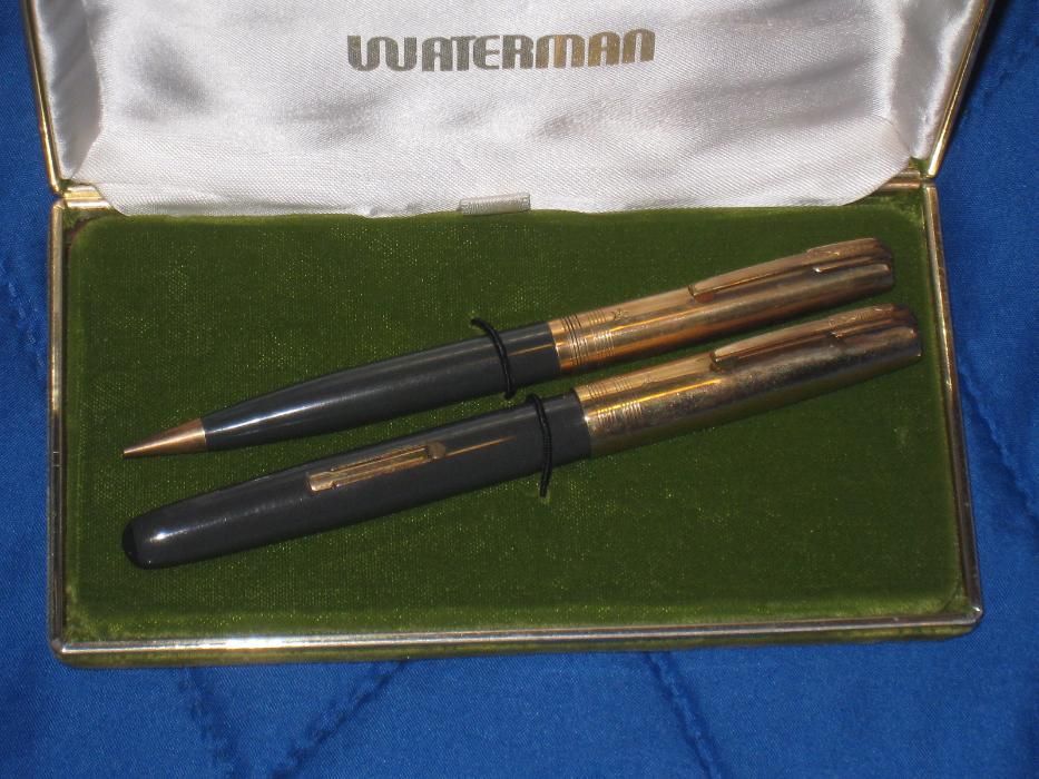 Vintage Set WATERMAN caneta e lapiseira na caixa GOLDEN 14kt Gold
