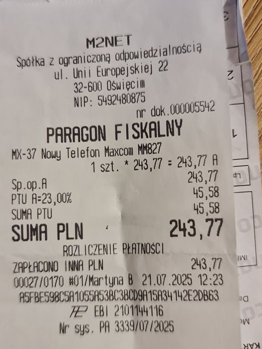 Telefon dla seniora Maxcom MM827