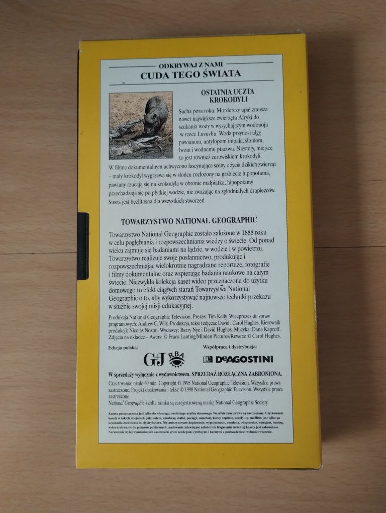 National Geographic Video "Ostatnia uczta krokodyli", kaseta VHS,