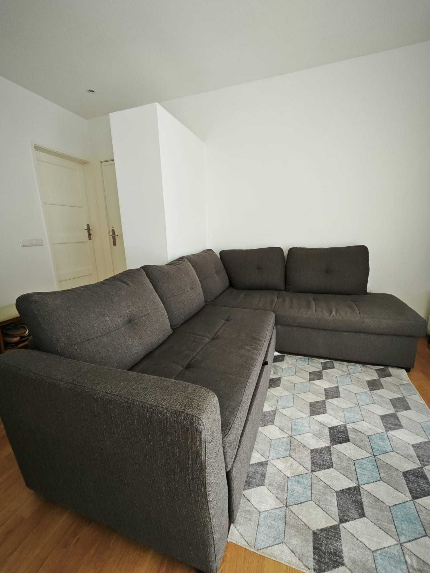 Sofá-Cama em tecido cinzento