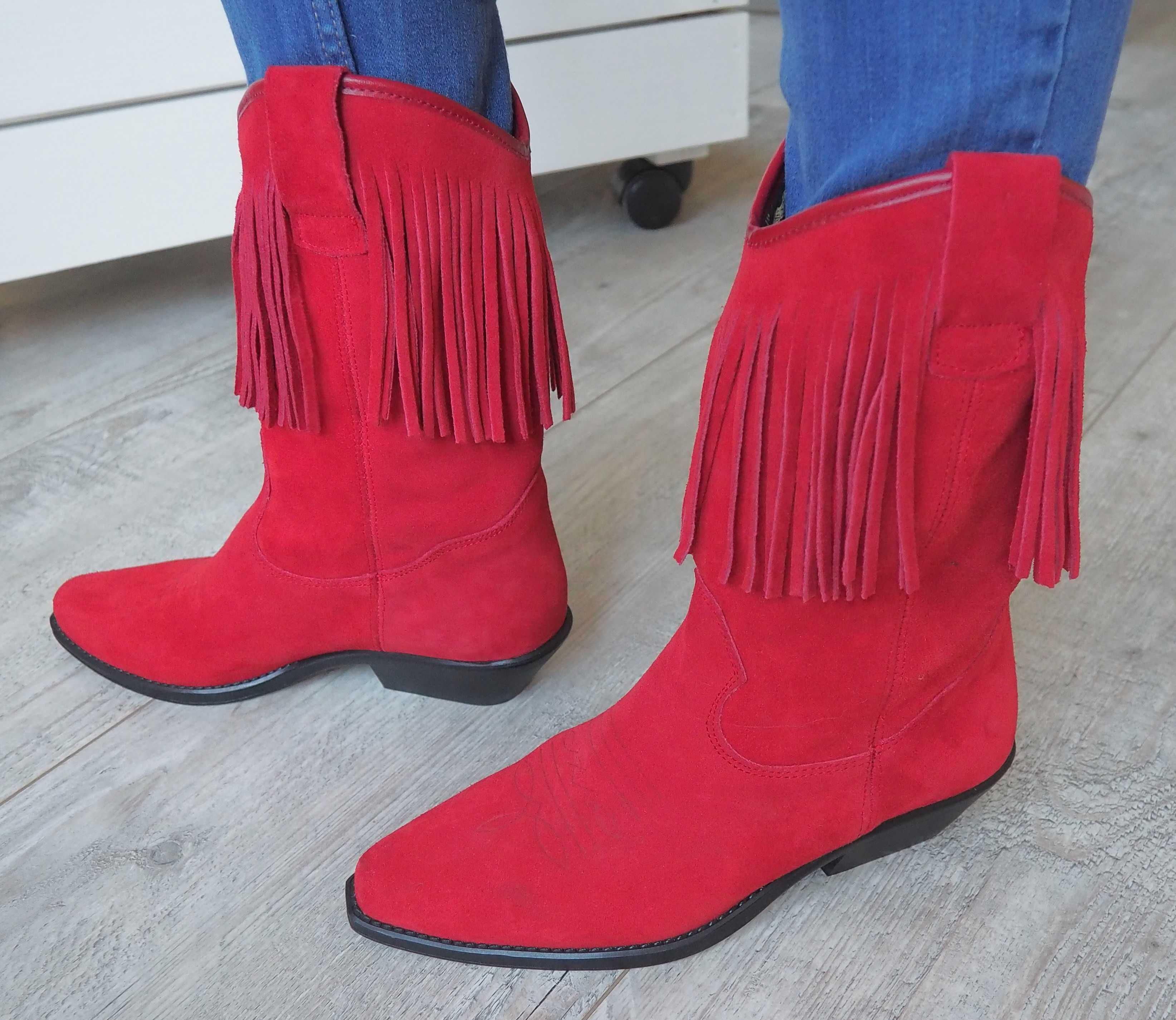 SANTA FE_western fringe boots_100% leather_39