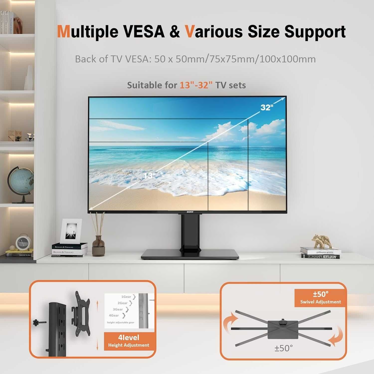 Hemuduplus uchwyt stojak na telewizor monitor 13-32 cale do 35kg VESA
