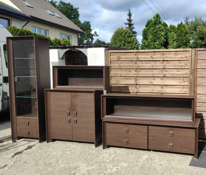 Meble BRW Sorrento komplet witryna + komoda + RTV + 2 x półka
