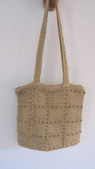 Torebka szydełkowana z naturalnego surowca