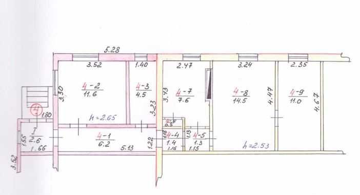 трикімнатна квартира (у одноповерховому будинку)