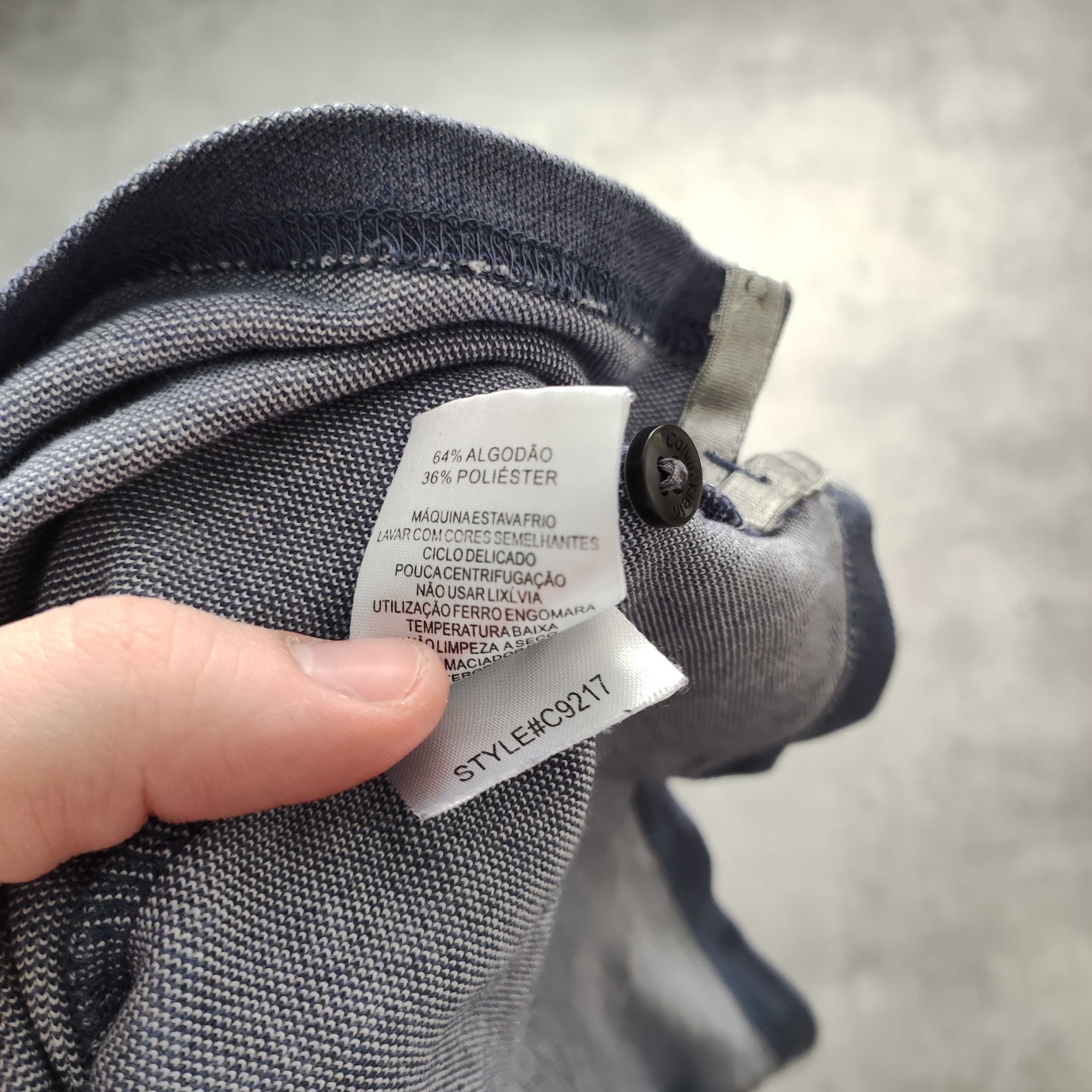 MĘSKA Granatowa Koszulka Polo Elegancka Calvin Klein CK Bawełna Lekka