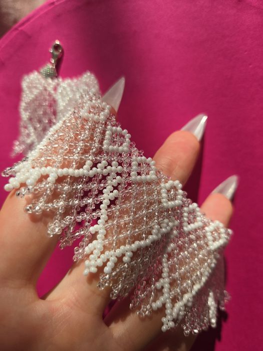 Прикраса, силянка, бісер, білий, прозорий