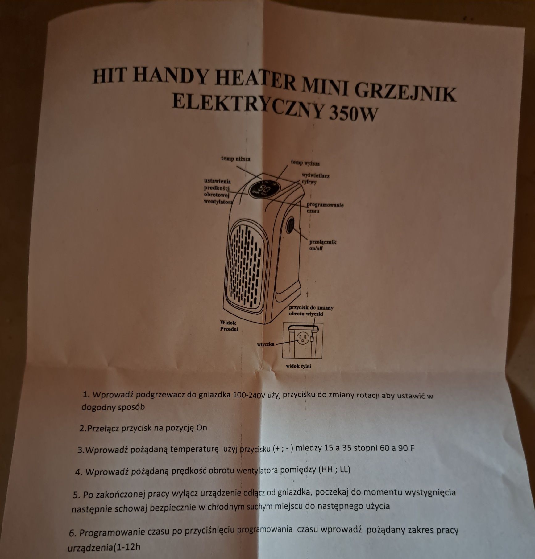 Mini grzejnik elektryczny " Handy Heater "