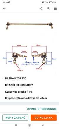 Bashan ATV 150 200   drążek kierowniczy  kompletny .komplet P+L
