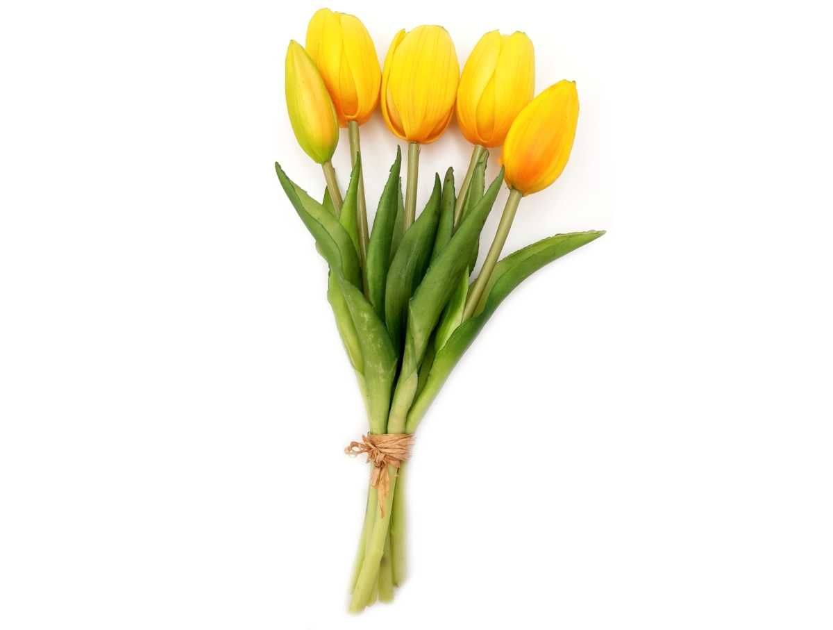 Tulipan sztuczny tulipany silikonowe bukiet 5 sztuk ŻÓŁTY POMARAŃCZOWY