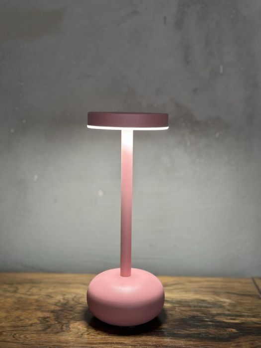 Retro lampa metalowa lampka nocna różowa Modern Design Space Age UFO