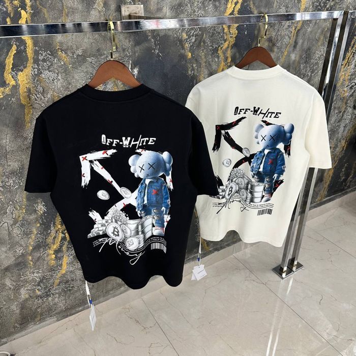 OFF-white X KAWS оверсайз футболка унисекс мужская черная белая