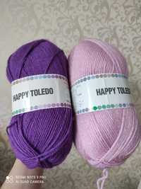 Пряжа, нитки для вязания, Happy Toledo ,5 цветов ,акрил 300м/100 г Тур