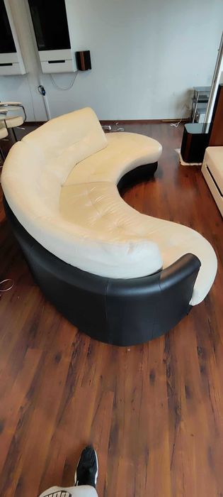 sofa bretania beżowa skóra lewostronna