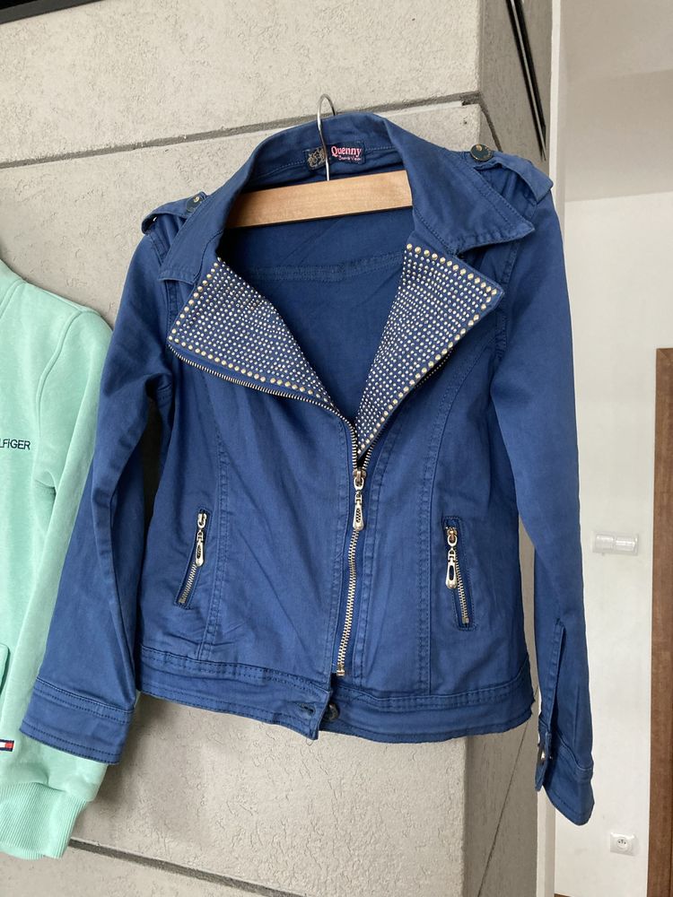 Ramoneska kurtka z krysztalkami dzetami plus bluza