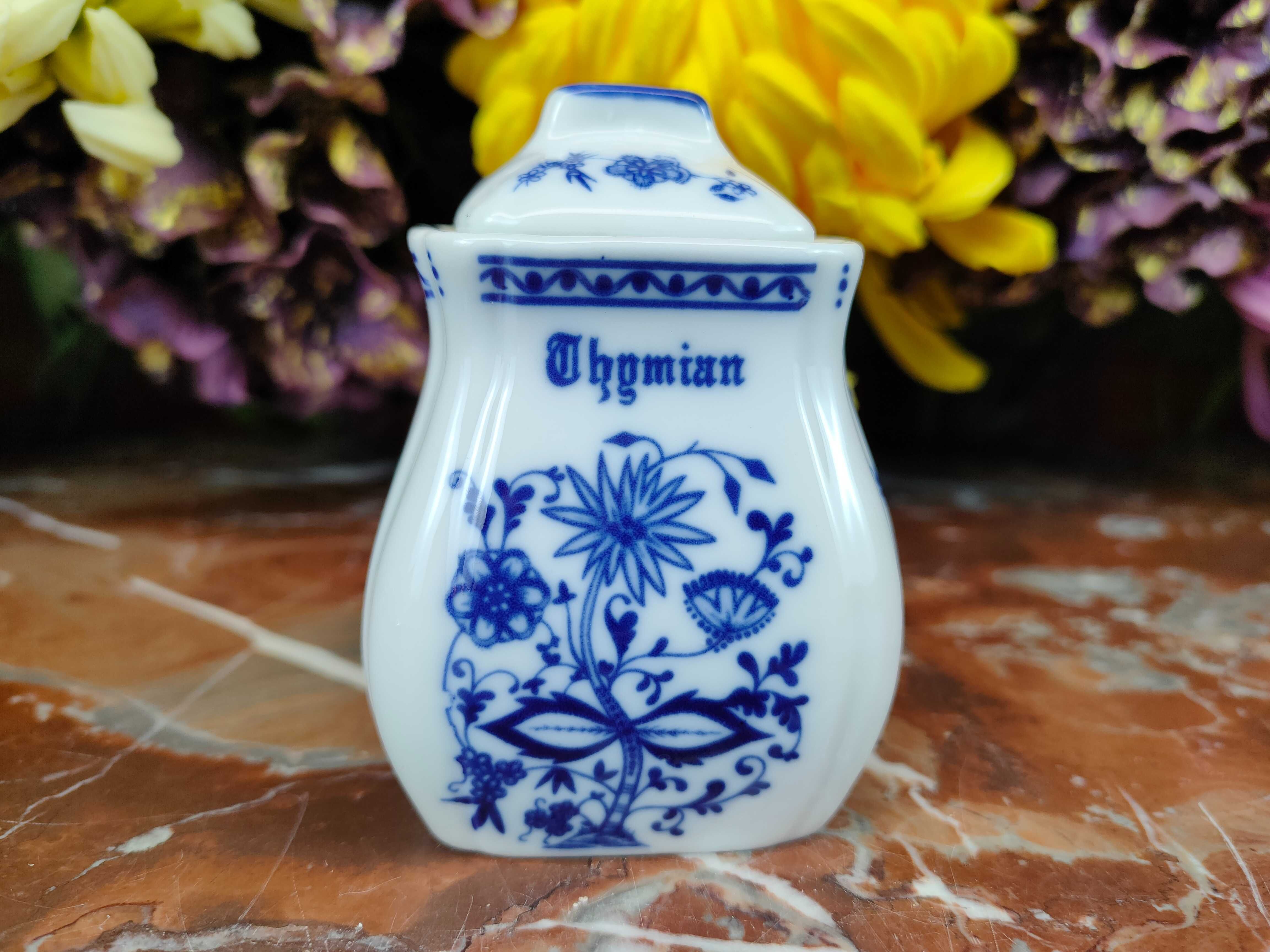 Mały porcelanowy pojemnik - Thymian - Wzór cebulowy - 130ml - Inglasur