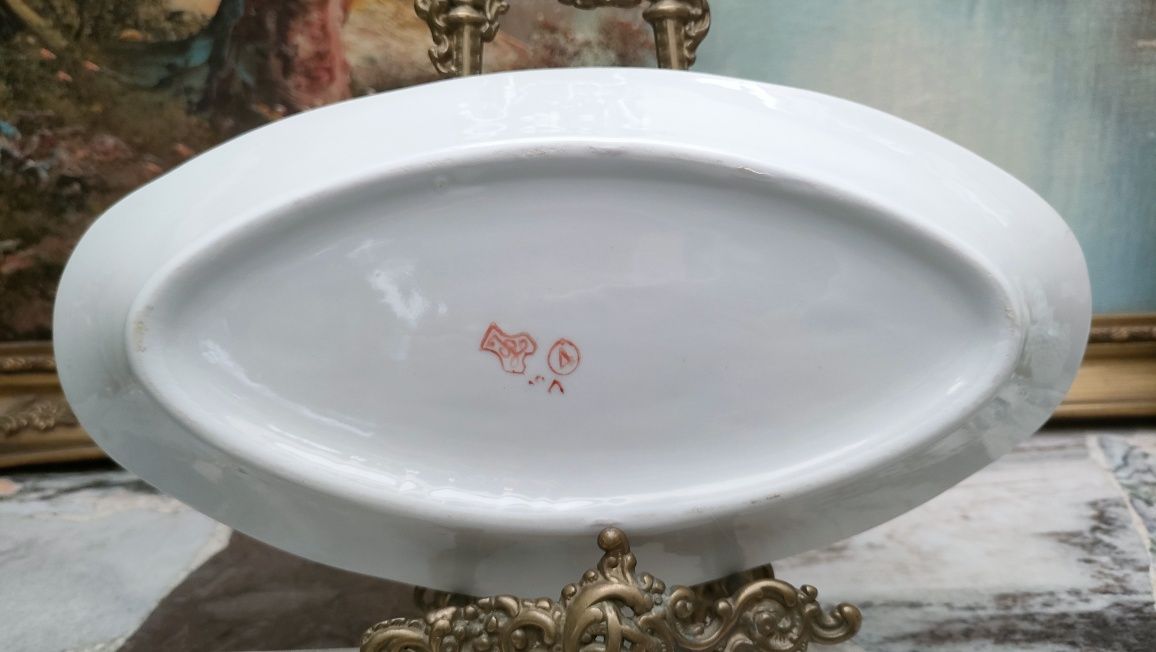ŁOMONOSOW stara porcelanowa tacka kwiaty Rosja porcelana