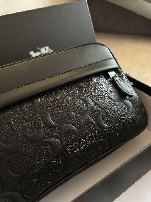 Сумка Coach коуч коач месенжер шкіряний через плече бананка