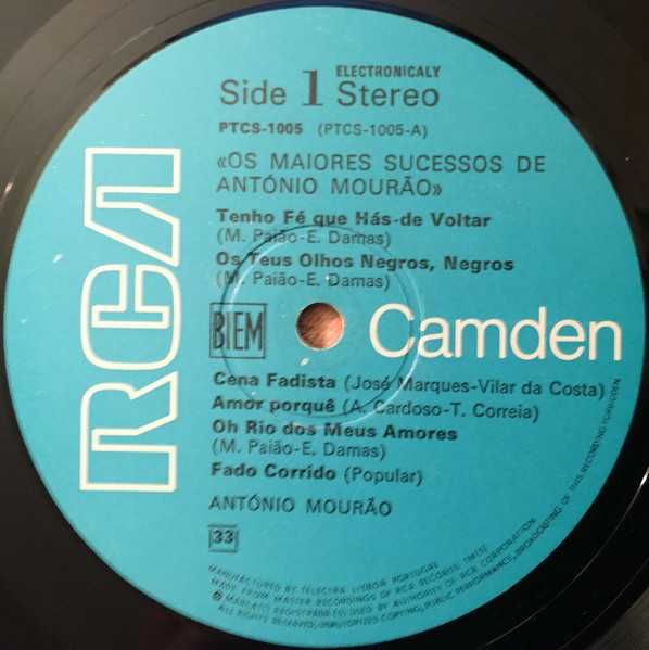 Disco de Vinil - Os maiores sucessos de António Mourão