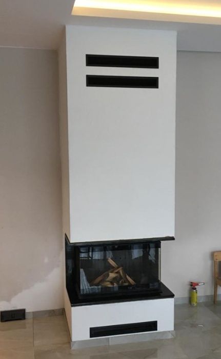 kominek nowoczesny NAROŻNY z kompleksowym MONTAŻEM pomiar GRATIS