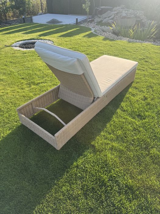 Leżak Ogrodowy Medena Aluminiowy Beżowy Naterial