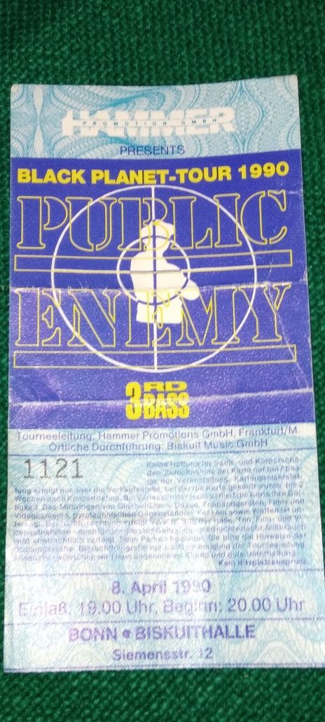 Bilet na Public Enemy 1990 r- kolekcjonerski