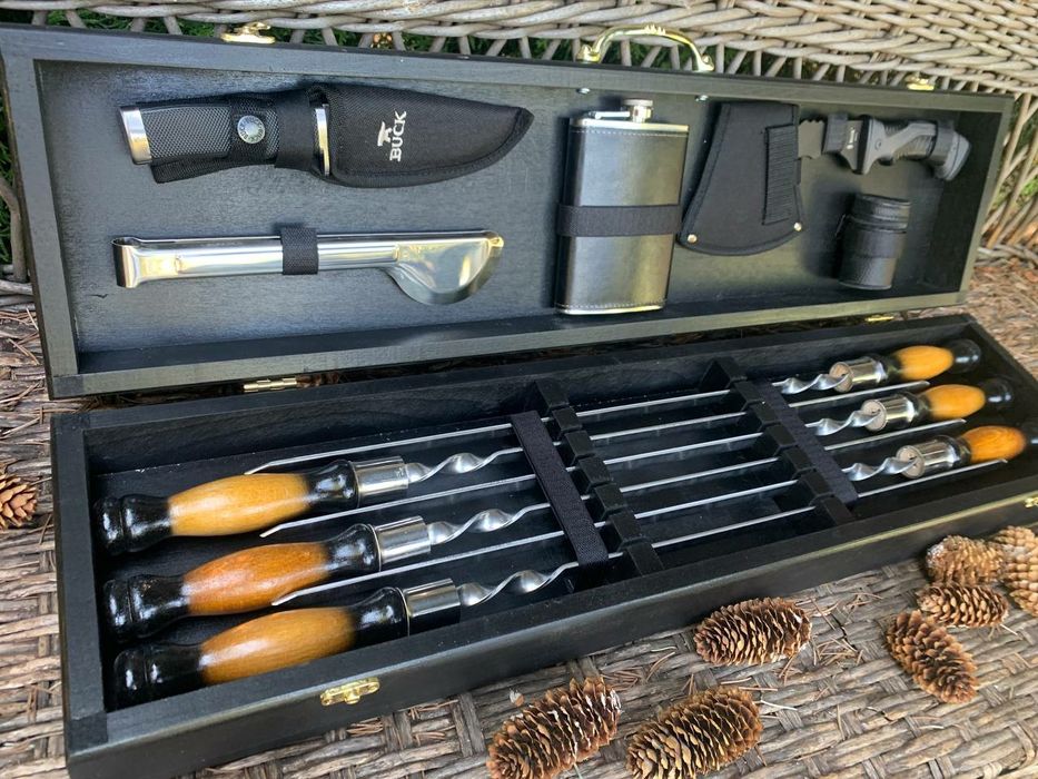 Подарок мужчине набор для шашлыка шампура в кейсе мужу на день рождени