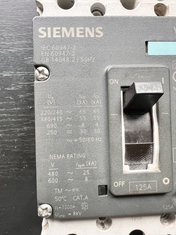 Автоматичний виключатель SIEMENS VL 160X 125A 380/415V