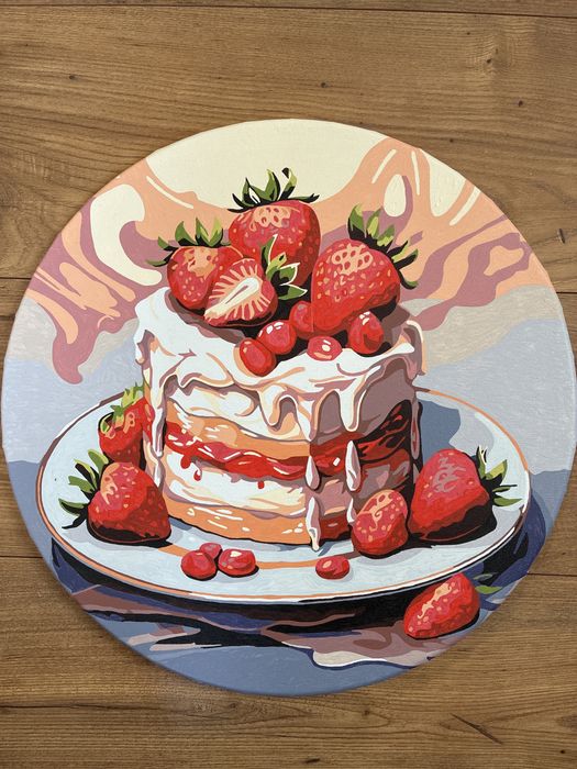 Obraz okrągły ciasto truskawkowe