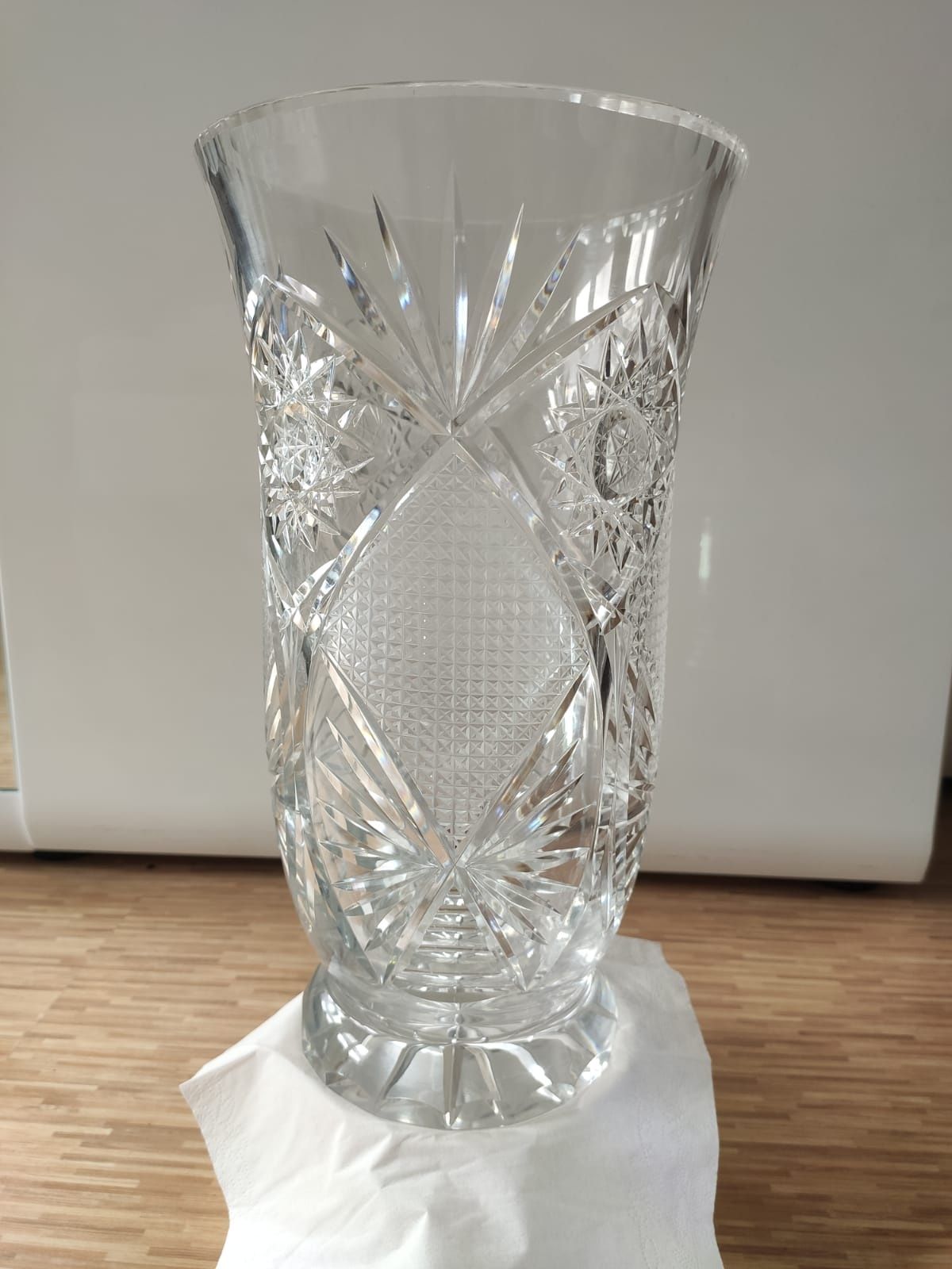 Kryształ z PRLu, duży wazon w idealnym stanie