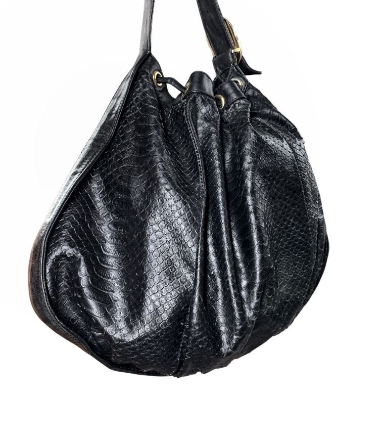 Женская сумка Gucci black python interlocking icon drawstring оригинал