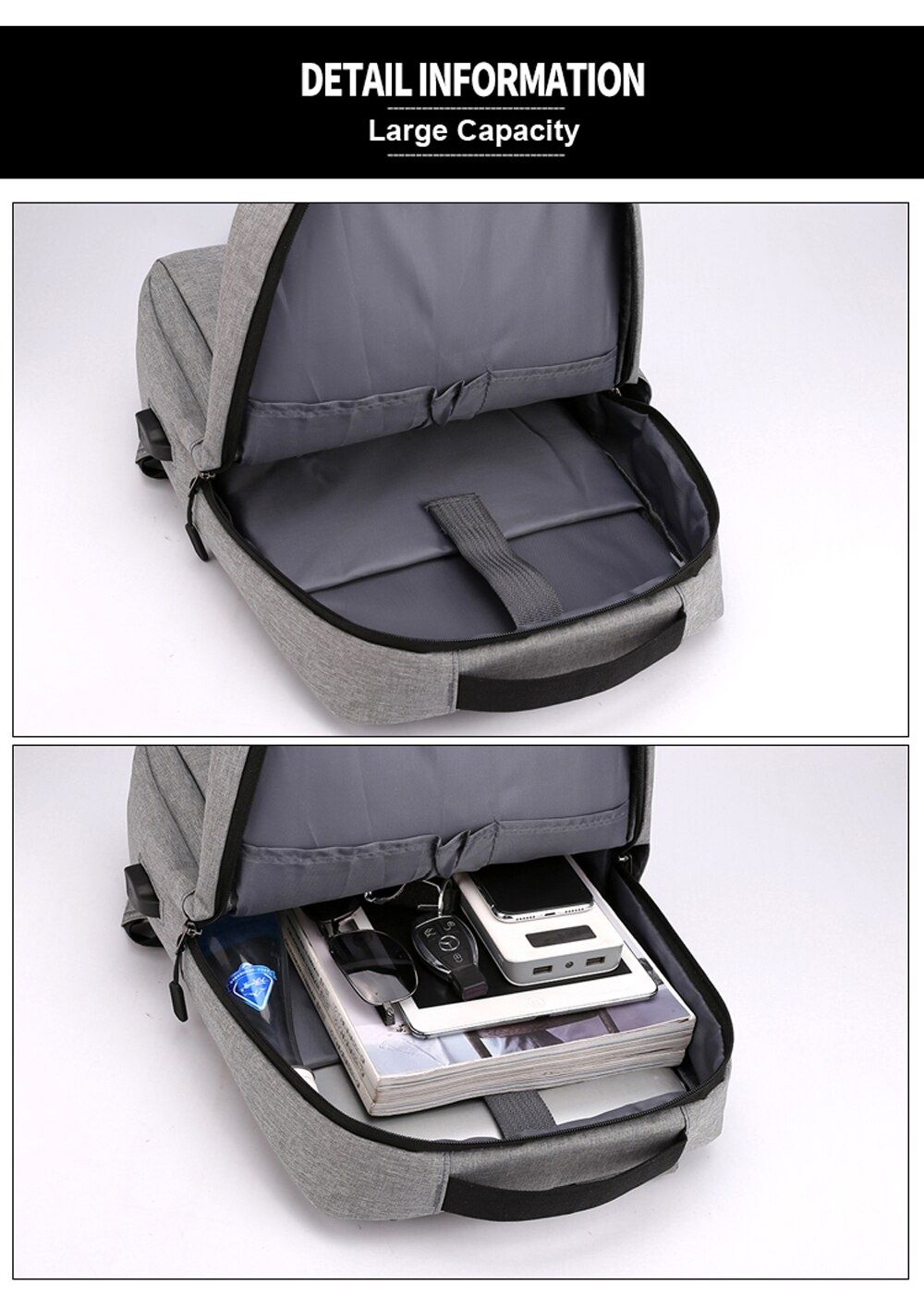 Рюкзак універсальний міський із USB S&T сірий