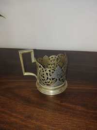 Podstakannik (koszyczek na szklankę) dekoracja NIELLO, srebro
