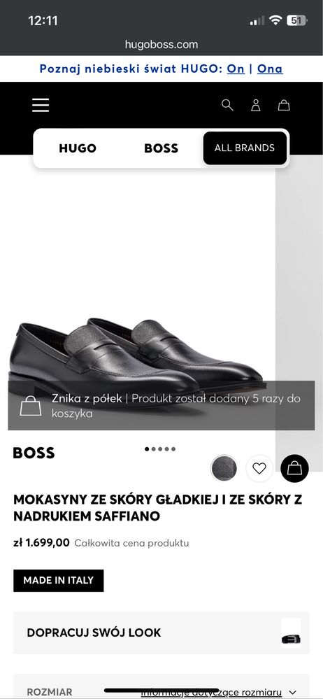 Hugo Boss buty skóra naturalna . Podobne, nowe za 1700 zł Rozmiar 45/4
